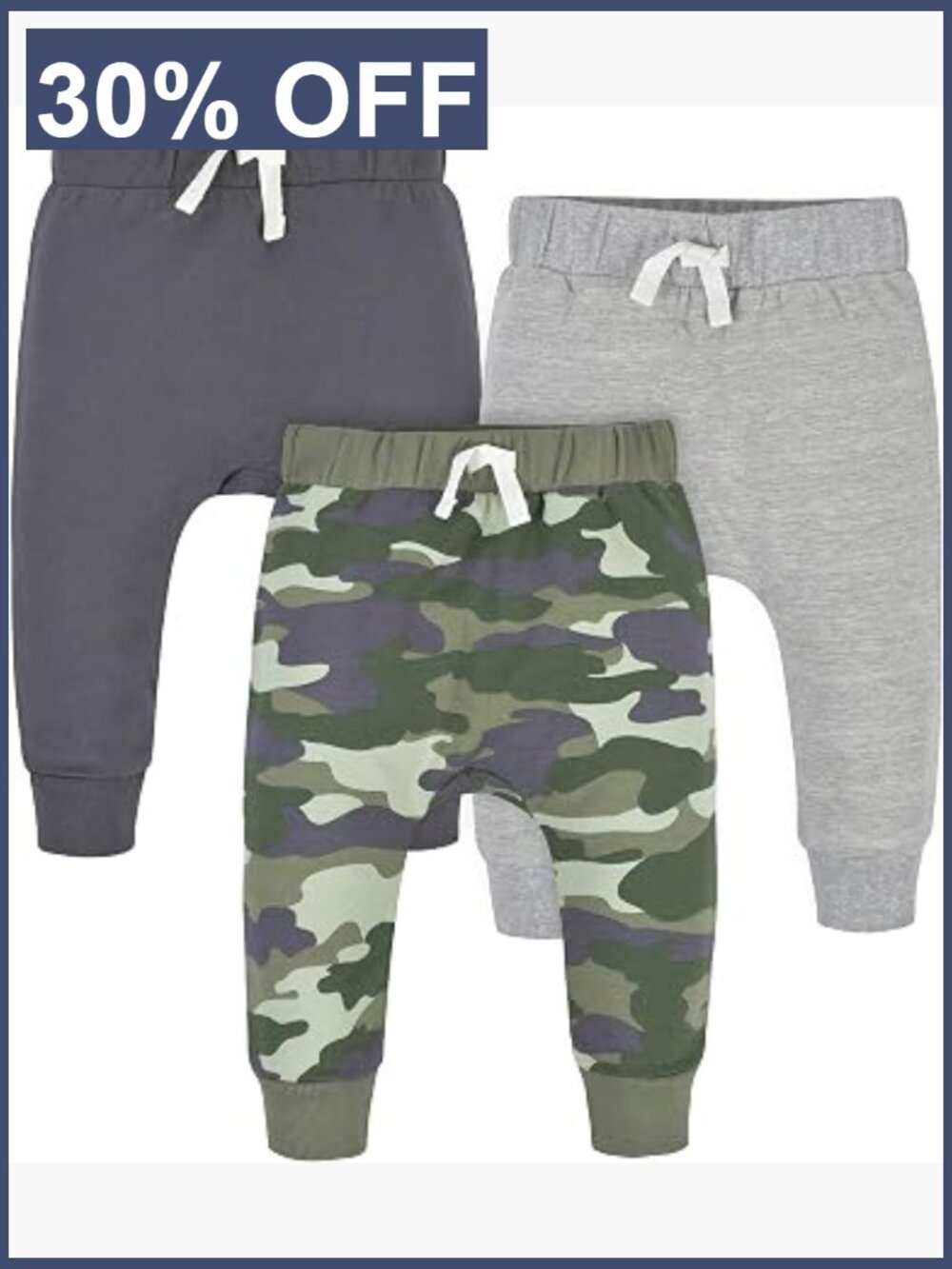 Toddler Boys 3-Pack Jogger Sweatpants Soft French Terry Pull-On Elastic Waist